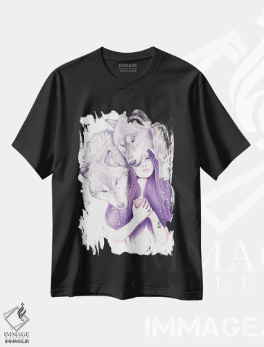 تیشرت طرح دار دسته گرگ ها، دست نقاشی و طراحی دستی اثر آندریا هرنیاک | فروشگاه ایماژ