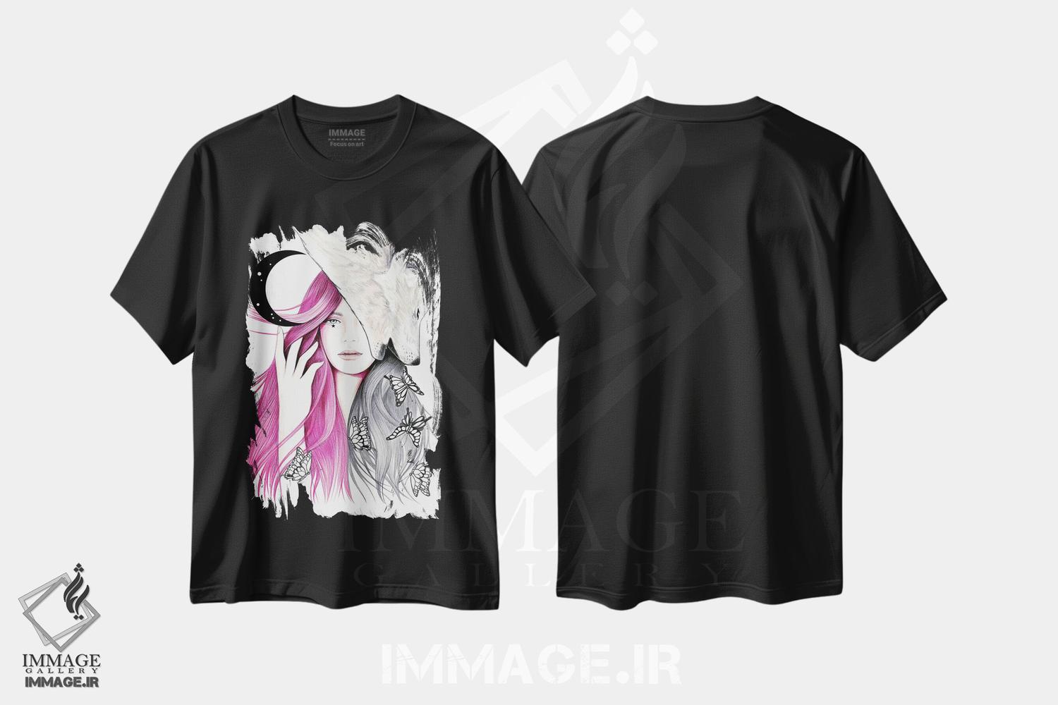 تیشرت طرح دار پروانهٔ گرگ، دست نقاشی و طراحی دستی اثر آندریا هرنیاک | فروشگاه ایماژ