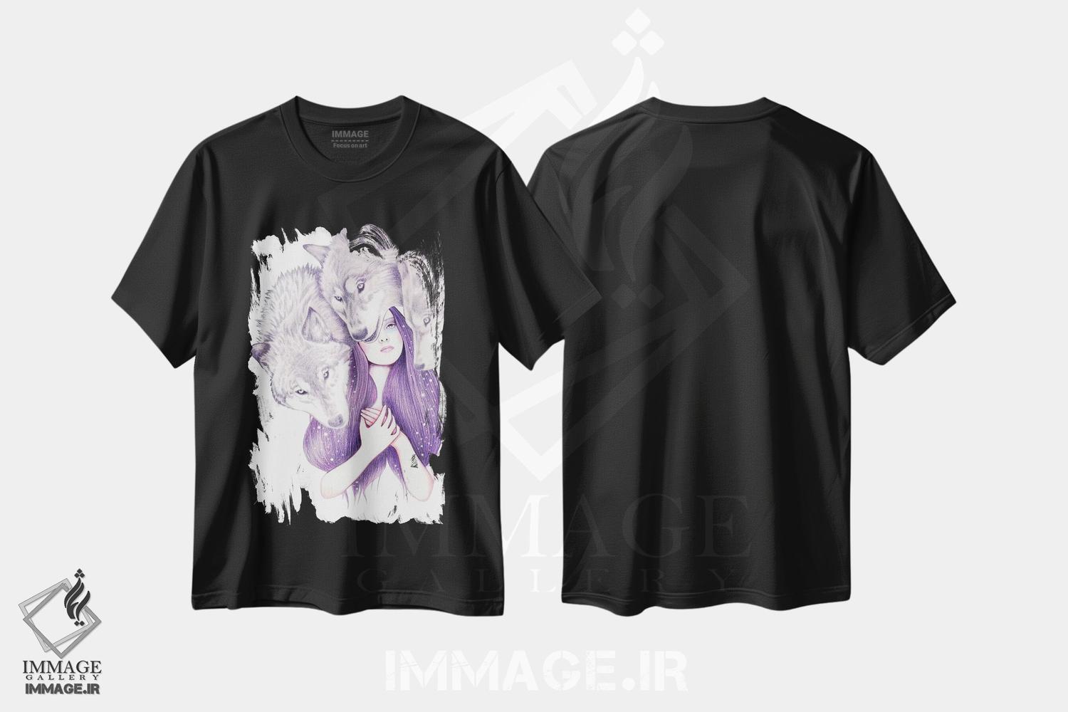 تیشرت طرح دار دسته گرگ ها، دست نقاشی و طراحی دستی اثر آندریا هرنیاک | فروشگاه ایماژ