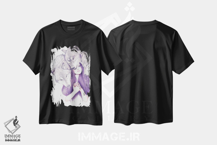 تیشرت طرح دار دسته گرگ ها، دست نقاشی و طراحی دستی اثر آندریا هرنیاک | فروشگاه ایماژ