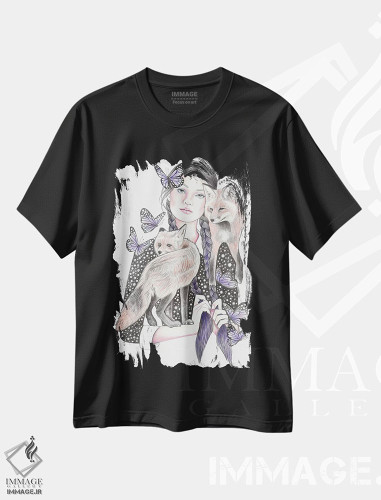 تیشرت طرح دار روباه در شب، تزئینی اثر آندریا هرنیاک | فروشگاه ایماژ