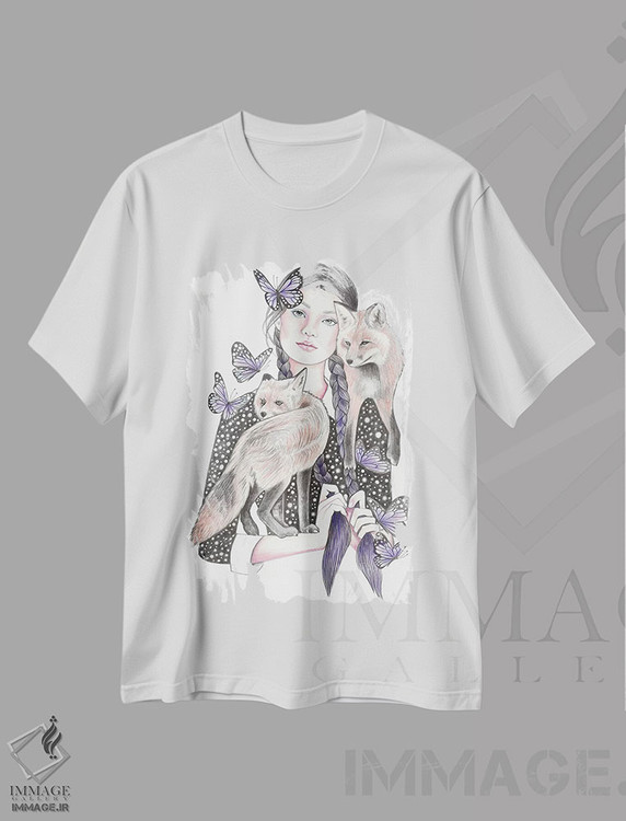 تیشرت طرح دار روباه در شب، تزئینی اثر آندریا هرنیاک | immage.ir