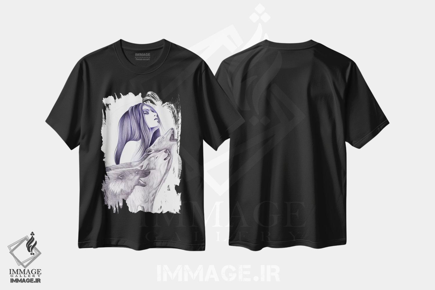 تیشرت طرح دار ندای گرگ ها، دست نقاشی و طراحی دستی اثر آندریا هرنیاک | فروشگاه ایماژ