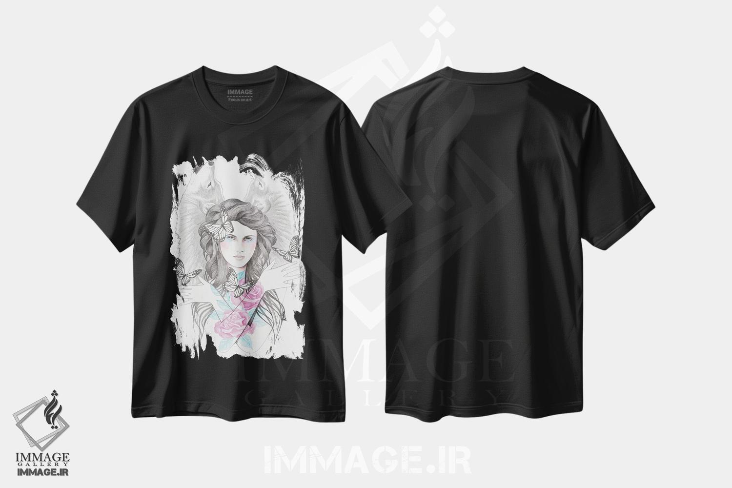 تیشرت طرح دار سایهٔ گرگ، تزئینی اثر آندریا هرنیاک | فروشگاه ایماژ