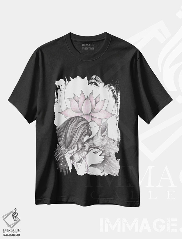 تیشرت طرح دار نیلوفر آبی، دست نقاشی و طراحی دستی اثر آندریا هرنیاک | فروشگاه ایماژ