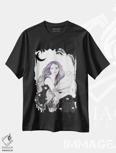 تیشرت طرح دار جغد سفید، دکوراسیون جایگزین اثر آندریا هرنیاک | فروشگاه ایماژ