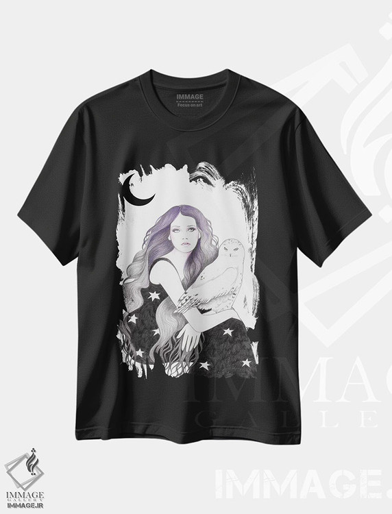 تیشرت طرح دار جغد سفید، دکوراسیون جایگزین اثر آندریا هرنیاک | فروشگاه ایماژ