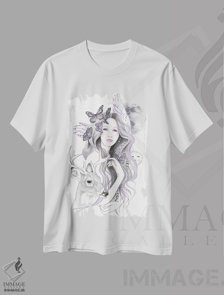 تیشرت طرح دار ماه روحانی، دست نقاشی و طراحی دستی اثر آندریا هرنیاک | immage.ir