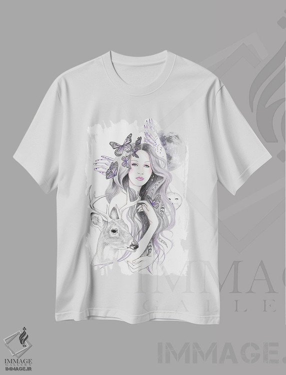 تیشرت طرح دار ماه روحانی، دست نقاشی و طراحی دستی اثر آندریا هرنیاک | immage.ir