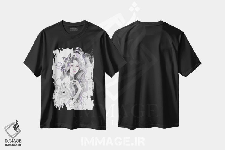 تیشرت طرح دار ماه روحانی، دست نقاشی و طراحی دستی اثر آندریا هرنیاک | فروشگاه ایماژ