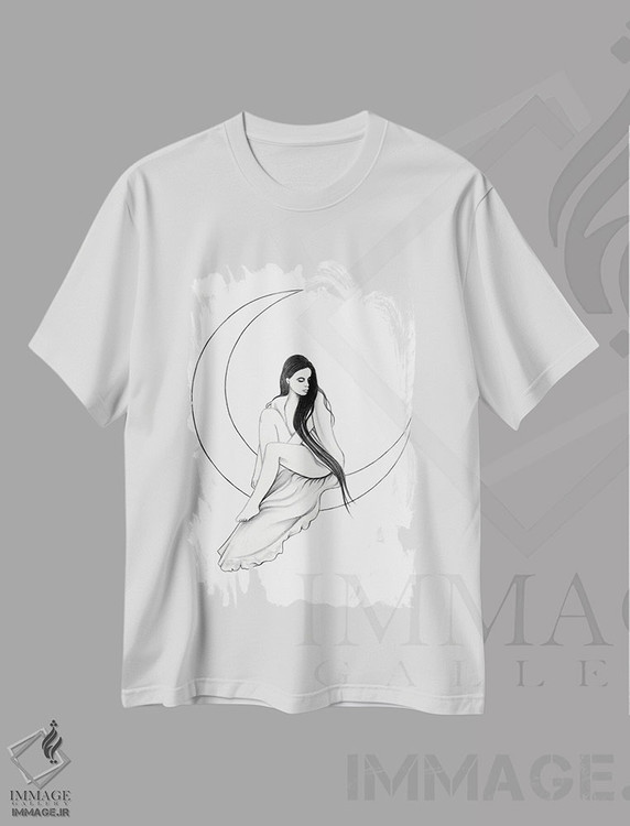 تیشرت طرح دار ماه، نقاشی و تصویرگری سیاه و سفید اثر آندریا هرنیاک | immage.ir