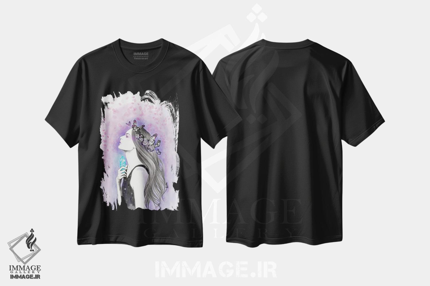 تیشرت طرح دار شفق قطبی، دست نقاشی و طراحی دستی اثر آندریا هرنیاک | فروشگاه ایماژ