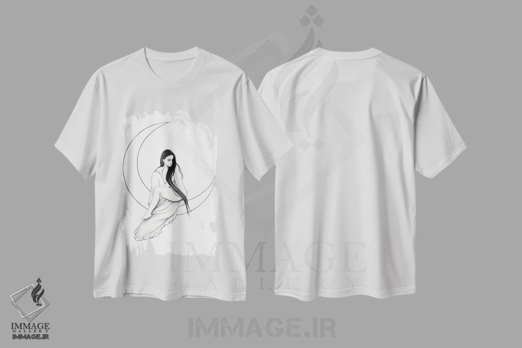 تیشرت طرح دار ماه، نقاشی و تصویرگری سیاه و سفید اثر آندریا هرنیاک | immage.ir