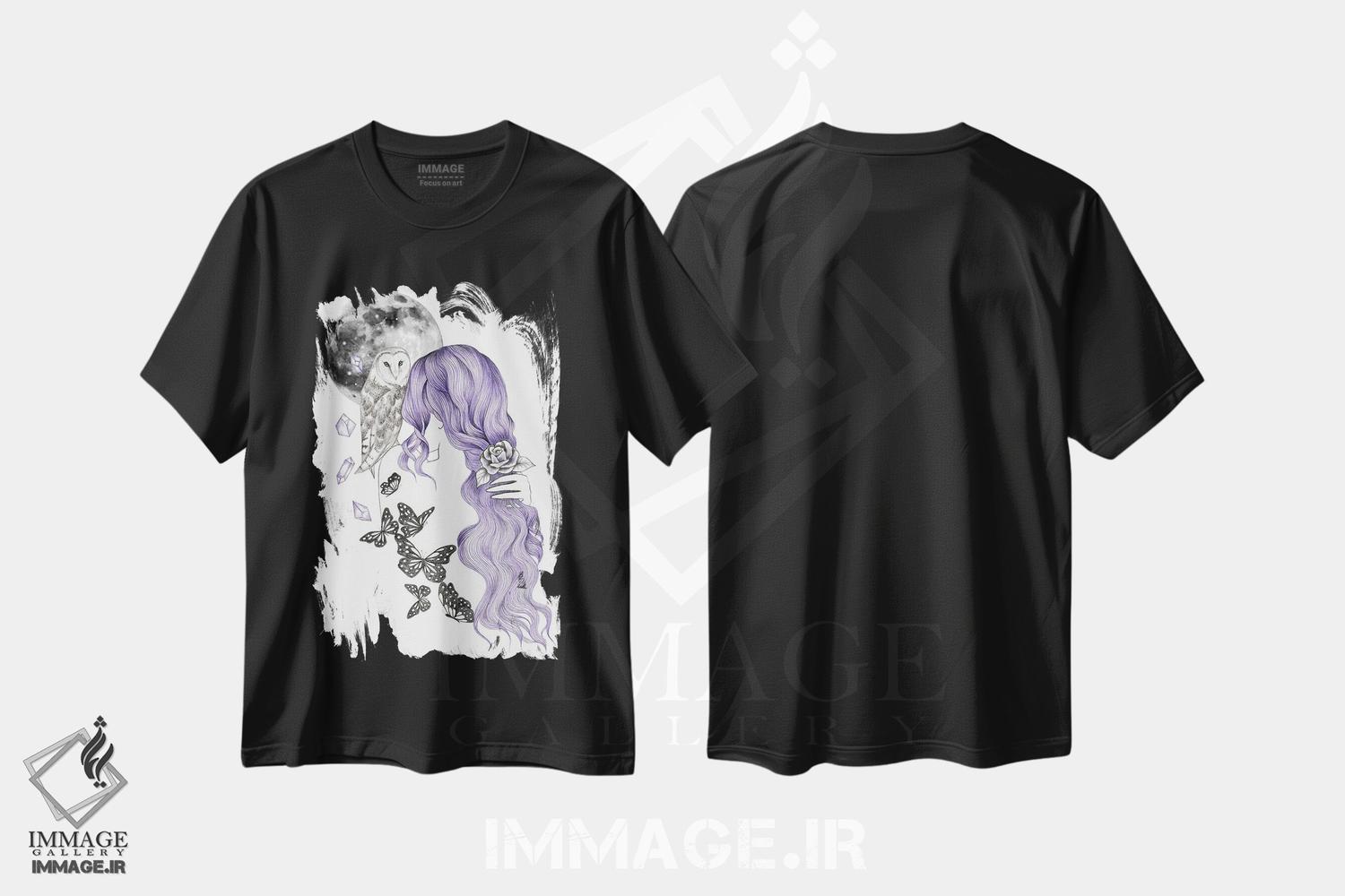 تیشرت طرح دار پرندگان شب، دست نقاشی و طراحی دستی اثر آندریا هرنیاک | فروشگاه ایماژ