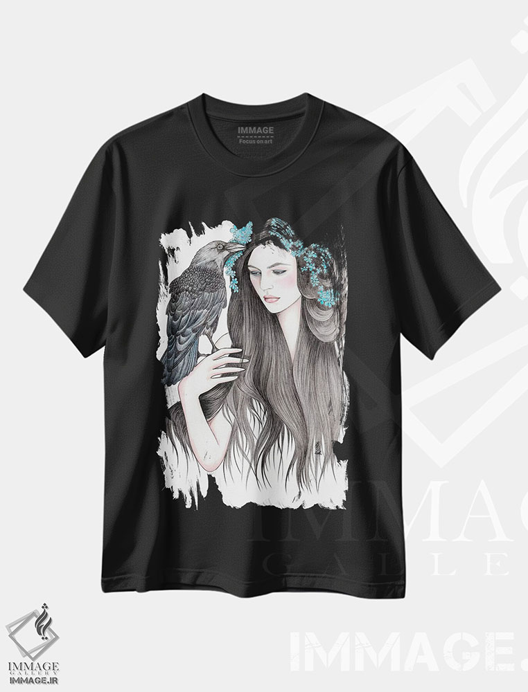 تیشرت طرح دار کلاغ، دست نقاشی و طراحی دستی اثر آندریا هرنیاک | فروشگاه ایماژ