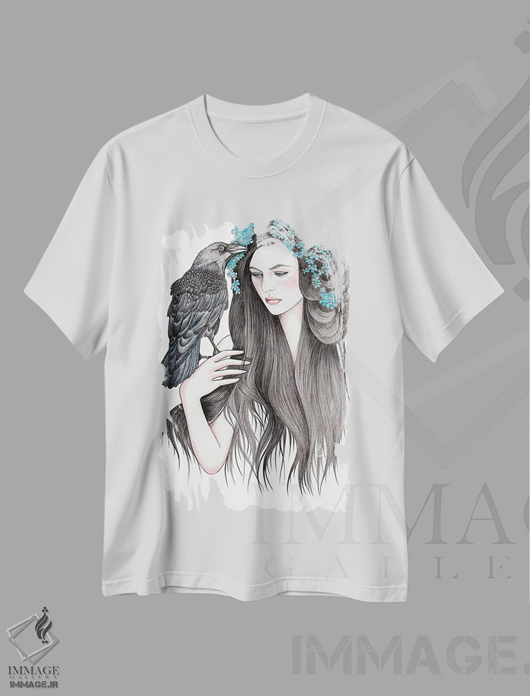 تیشرت طرح دار کلاغ، دست نقاشی و طراحی دستی اثر آندریا هرنیاک | immage.ir