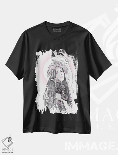 تیشرت طرح دار ماه کلاغ، دست نقاشی و طراحی دستی اثر آندریا هرنیاک | فروشگاه ایماژ