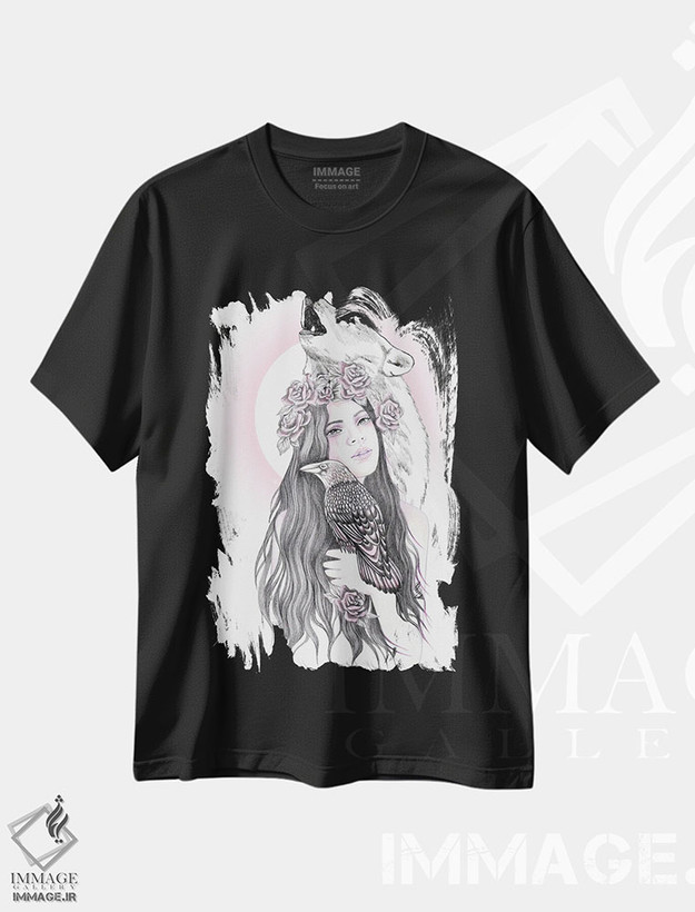 تیشرت طرح دار ماه کلاغ، دست نقاشی و طراحی دستی اثر آندریا هرنیاک | فروشگاه ایماژ