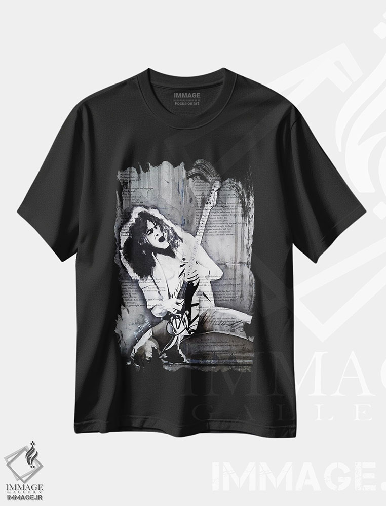 تیشرت طرح دار ادی ون هیلن، هنر فاخر اثر احمد شریف | فروشگاه ایماژ