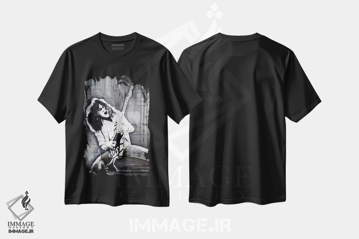 تیشرت طرح دار ادی ون هیلن، هنر فاخر اثر احمد شریف | فروشگاه ایماژ