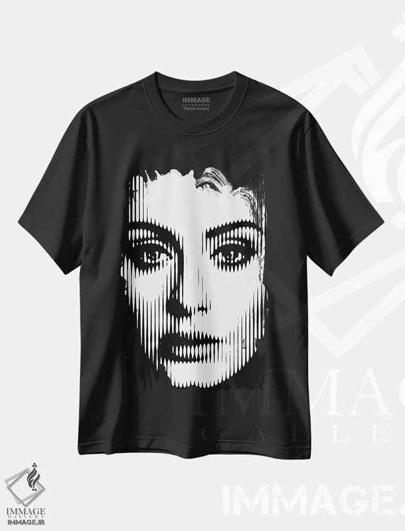 تیشرت طرح دار ادل، هنر دیجیتال سیاه و سفید اثر احمد شریف | immage.ir