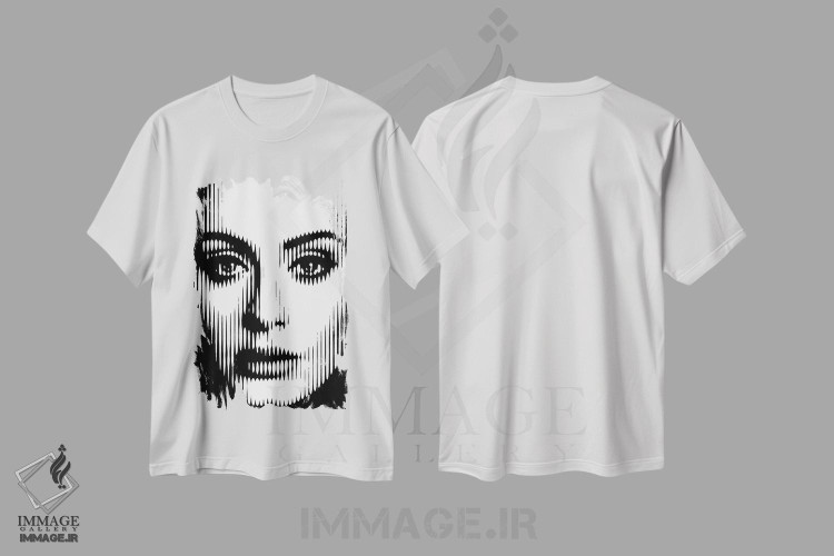 تیشرت طرح دار ادل، هنر دیجیتال سیاه و سفید اثر احمد شریف | فروشگاه ایماژ