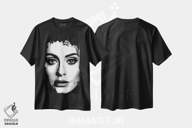 تیشرت طرح دار ادل، هنر دیجیتال سیاه و سفید اثر احمد شریف | immage.ir
