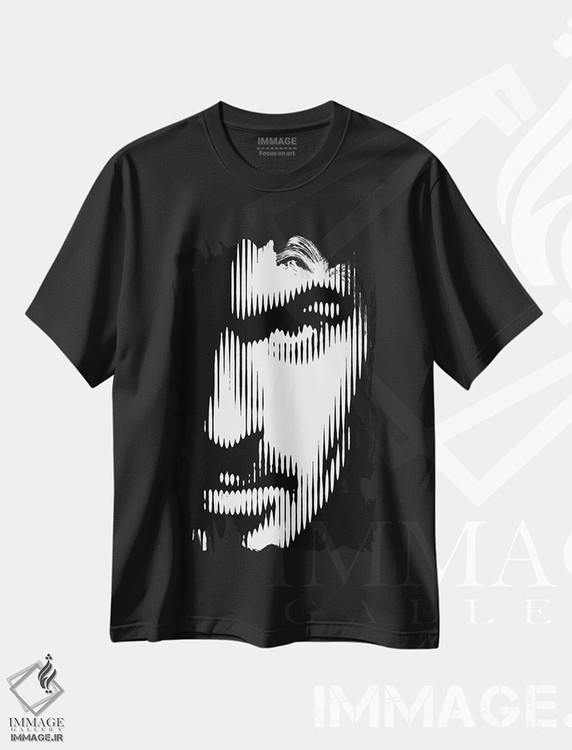 تیشرت طرح دار جورج مایکل، هنر دیجیتال سیاه و سفید اثر احمد شریف | immage.ir