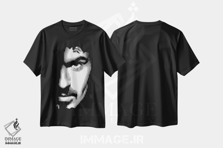 تیشرت طرح دار جورج مایکل، هنر دیجیتال سیاه و سفید اثر احمد شریف | immage.ir
