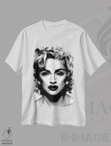 تیشرت طرح دار مدونا، هنر دیجیتال سیاه و سفید اثر احمد شریف | فروشگاه ایماژ
