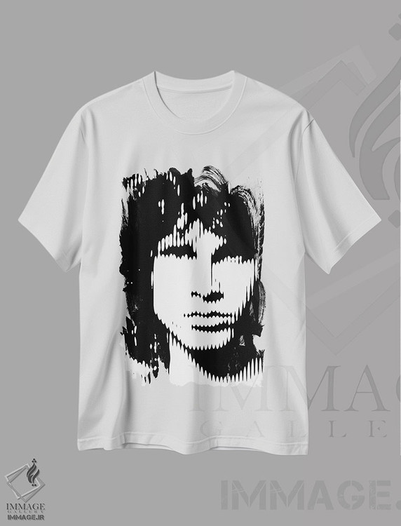 تیشرت طرح دار جیم موریسون ۳، هنر دیجیتال سیاه و سفید اثر احمد شریف | immage.ir