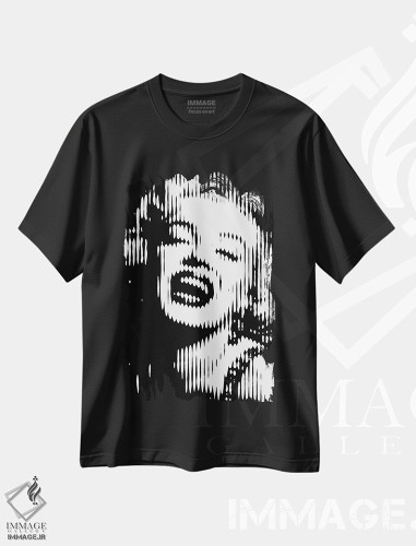 تیشرت طرح دار مرلین مونرو ۴، هنر دیجیتال سیاه و سفید اثر احمد شریف | فروشگاه ایماژ