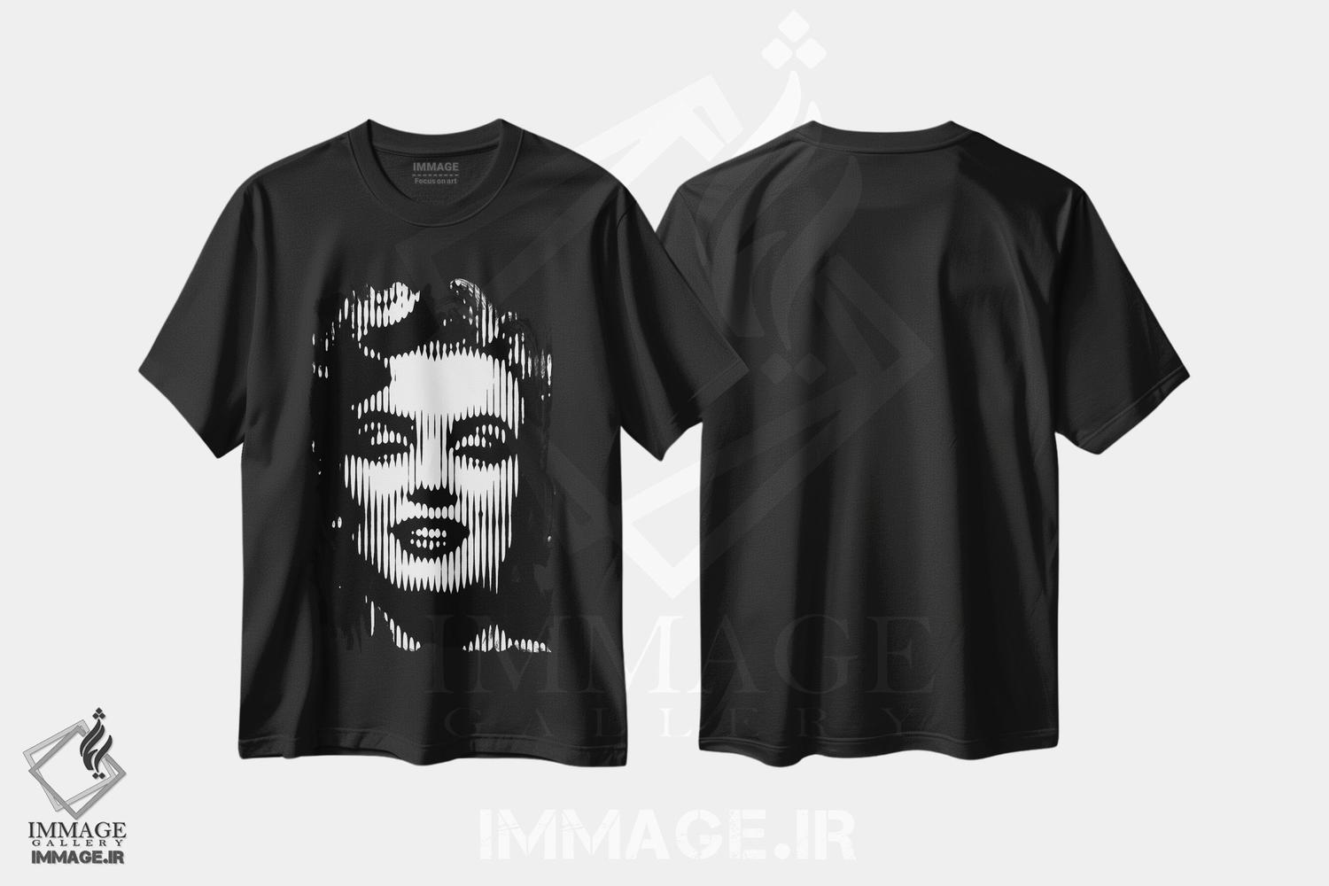 تیشرت طرح دار مرلین مونرو ۳، هنر دیجیتال سیاه و سفید اثر احمد شریف | immage.ir