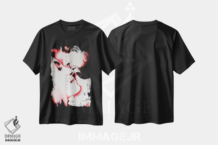 تیشرت طرح دار بوسه فداکاری، مدیوم اثر احمد شریف | فروشگاه ایماژ