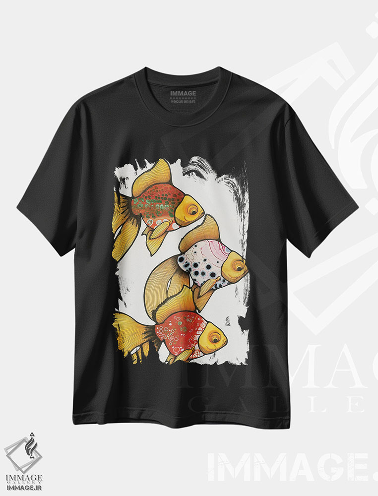 تیشرت طرح دار سه ماهی قرمز، دکور معاصر اثر آن هاچینسون | immage.ir