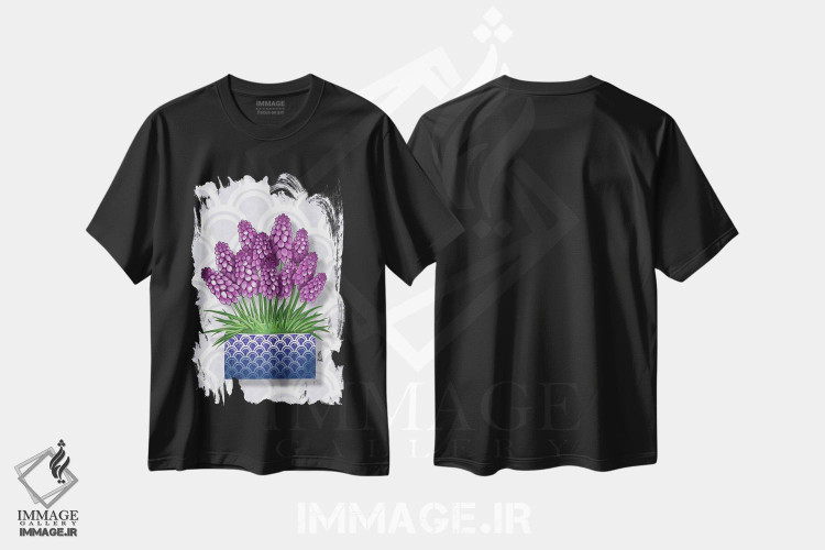 تیشرت طرح دار سنبل در گلدان آبی، دکور معاصر اثر آن هاچینسون | فروشگاه ایماژ