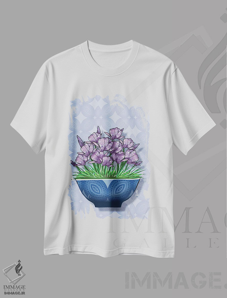 تیشرت طرح دار ماگنولیا در گلدان آبی، دکور معاصر اثر آن هاچینسون | immage.ir