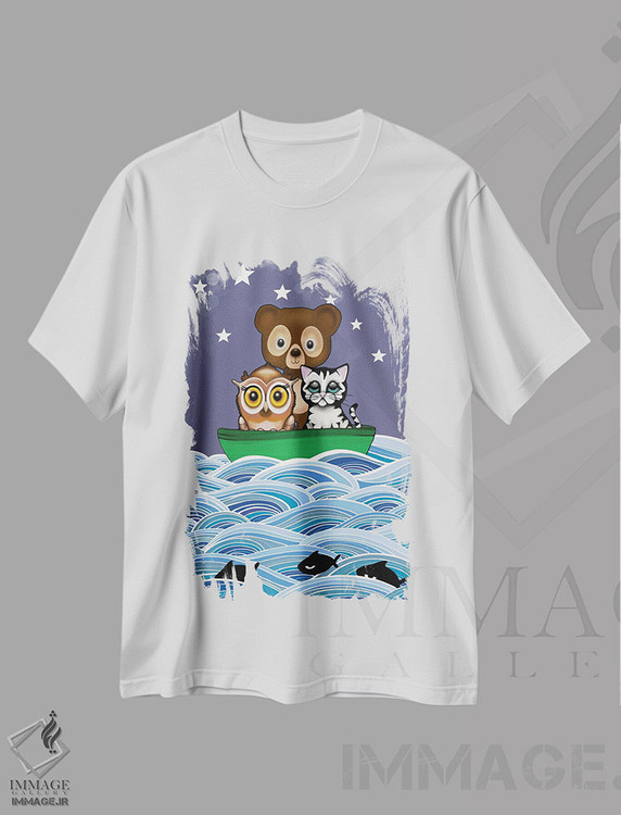تیشرت طرح دار همه در قایق سبز نخودی، دکور معاصر اثر آن هاچینسون | فروشگاه ایماژ