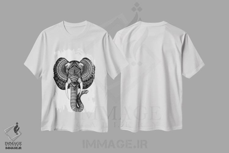 تیشرت طرح دار فیل "الویس"، هنر تزئینی سیاه و سفید اثر آن هاچینسون | immage.ir