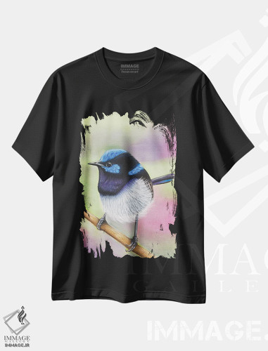 تیشرت طرح دار کوچک آبی، دکور معاصر اثر آن هاچینسون | فروشگاه ایماژ