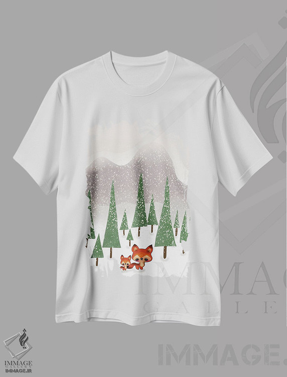 تیشرت طرح دار روباه های کوچک در مزرعه، دکور معاصر اثر آن هاچینسون | فروشگاه ایماژ
