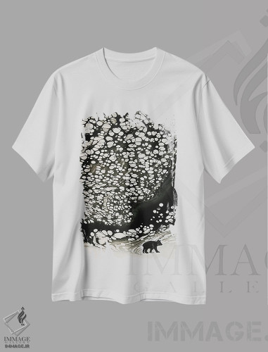 تیشرت طرح دار پیاده روی طولانی تا خانه، هنر تزئینی سیاه و سفید اثر آن هاچینسون | فروشگاه ایماژ