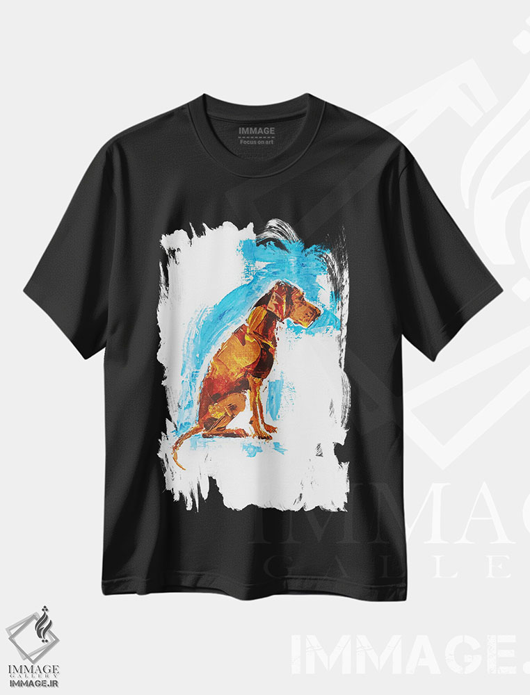 تیشرت طرح دار ویزسلا نشسته، هنر فاخر معاصر اثر آنا چر | فروشگاه ایماژ