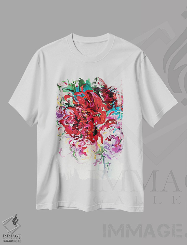 تیشرت طرح دار گل دار انتزاعی، آبستره اثر آنا چر | فروشگاه ایماژ