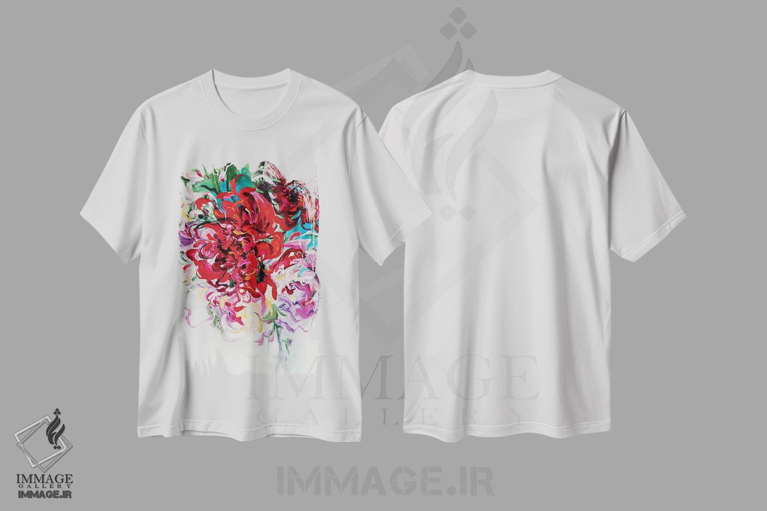 تیشرت طرح دار گل دار انتزاعی، آبستره اثر آنا چر | فروشگاه ایماژ