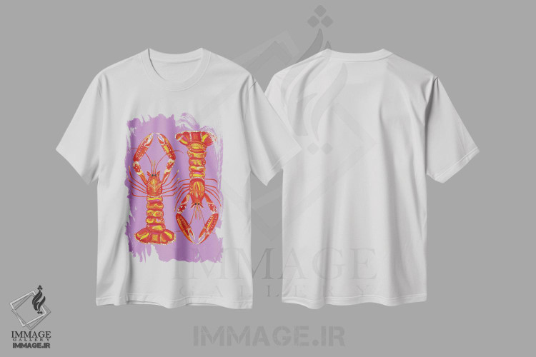 تیشرت طرح دار لنگوستین ها روی بنفش، هنر فاخر معاصر اثر آلیس استراکر | immage.ir