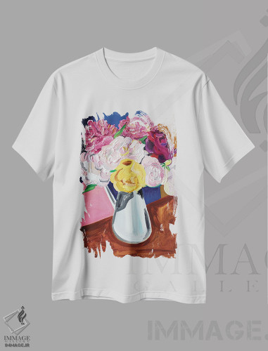 تیشرت طرح دار گل صدتومانی، دکور معاصر اثر آلیس استراکر | فروشگاه ایماژ