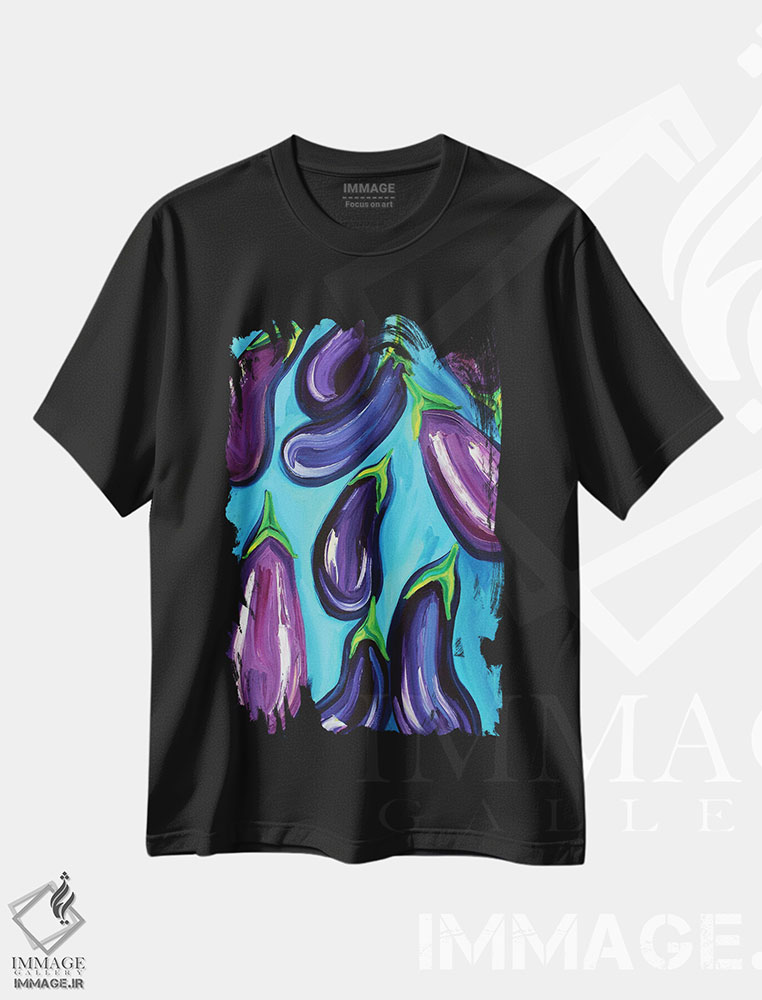 تیشرت طرح دار باران بادمجان، دکور معاصر اثر آلیس استراکر | immage.ir
