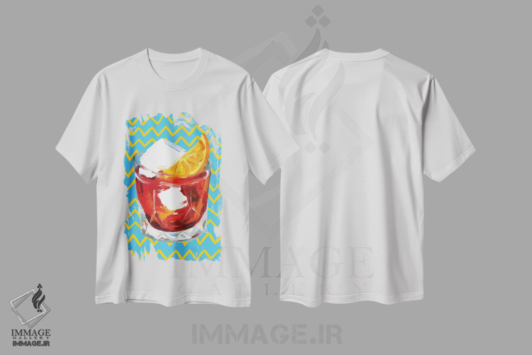 تیشرت طرح دار نگرونی روی زیگزاگ آبی، هنر فاخر معاصر اثر آلیس استراکر | immage.ir