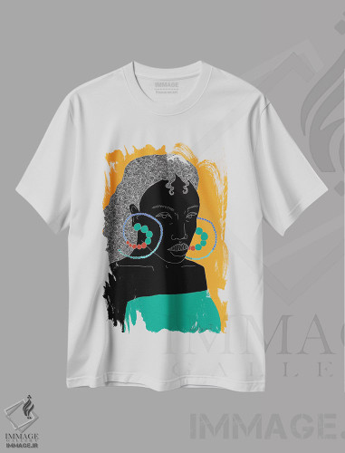 تیشرت طرح دار در انتظار، هنر آمریکایی آفریقایی تبار اثر آیسلین اف | فروشگاه ایماژ